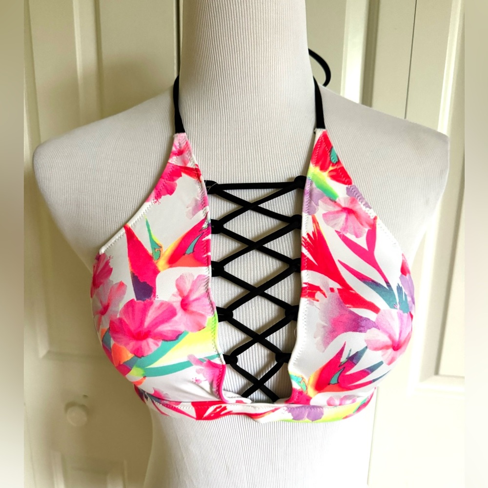 NEW PINK Victoria’s Secret Multicolor Swim Top M NWOT